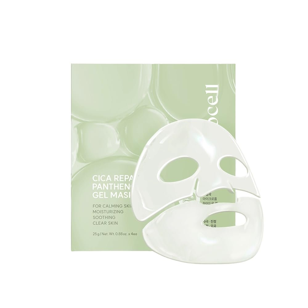 AROCELL Cica Hydrogel PDRN Mask 4 Facial Sheet with Panthenol & Centella Asiatica, Cooling Hydrogel Face Mask for Soothing Calming Sensitive Skin Korean Skincare | BSS Skincare Must-Have | 25gx4ea