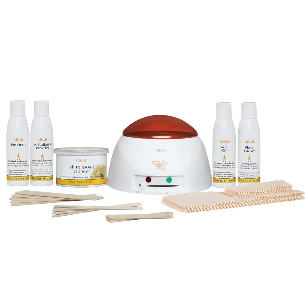 GiGi Wax Warmer Hair Removal Kit – Professional Waxing Kit Women with Hard Wax, Pre & Post Applicators for Face, Body, Arms, and Legs, At-Home & Salon Use