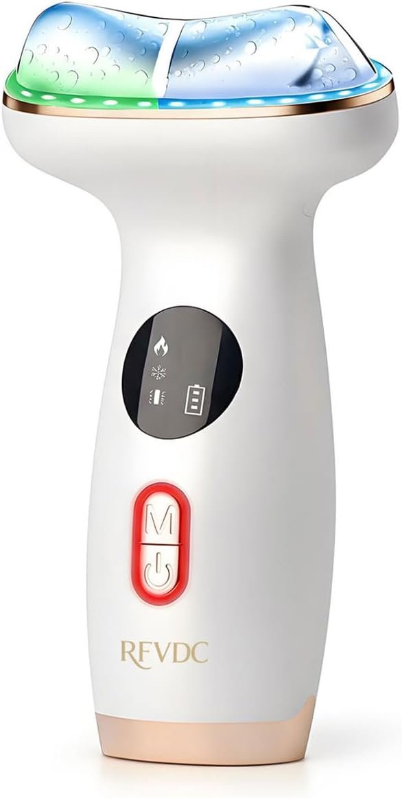 Cold Heat Facial Massager,7 Color Red Light Therapy Face Neck Lift Sculpt Device,Hot Electric Gua Sha Tool & Cooling Depuffing Wand,for Skin Care,Contouring,Firming