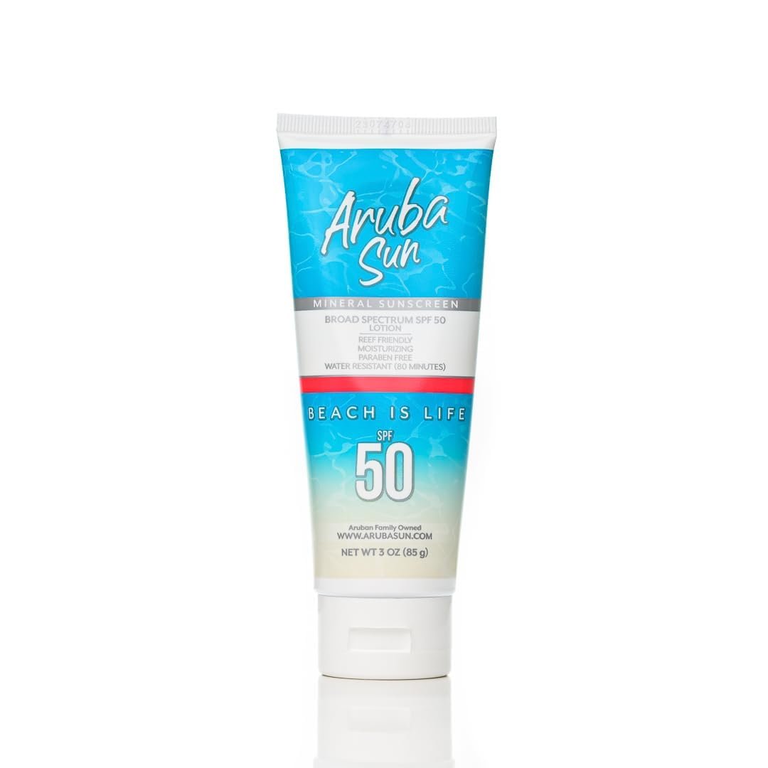 Reef Friendly Mineral Sunscreen SPF 50 Lotion – 3oz | Chemical-Free Reef Safe Sunscreen | Broad Spectrum Protection with Titanium Dioxide & Zinc Oxide | Water Resistant up to 80 Minutes