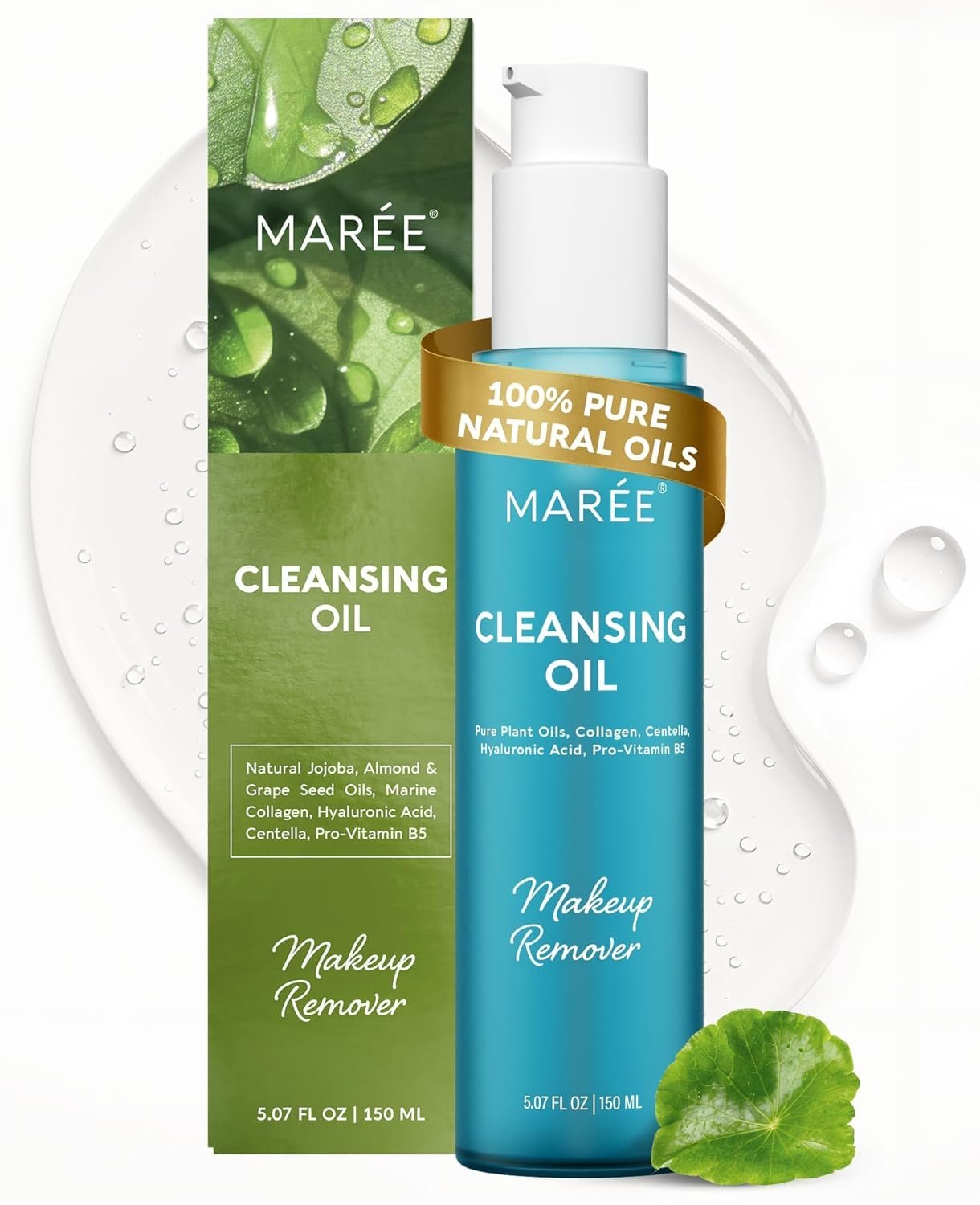 MAREE Deep Cleansing Oil for Face – Makeup Remover Oil Cleanser for Face Skincare – Centella Cleansing Oils Non-Comedogenic – Makeup Blackhead Remover – Pore Cleaner Facial Wash for Sensitive Skin