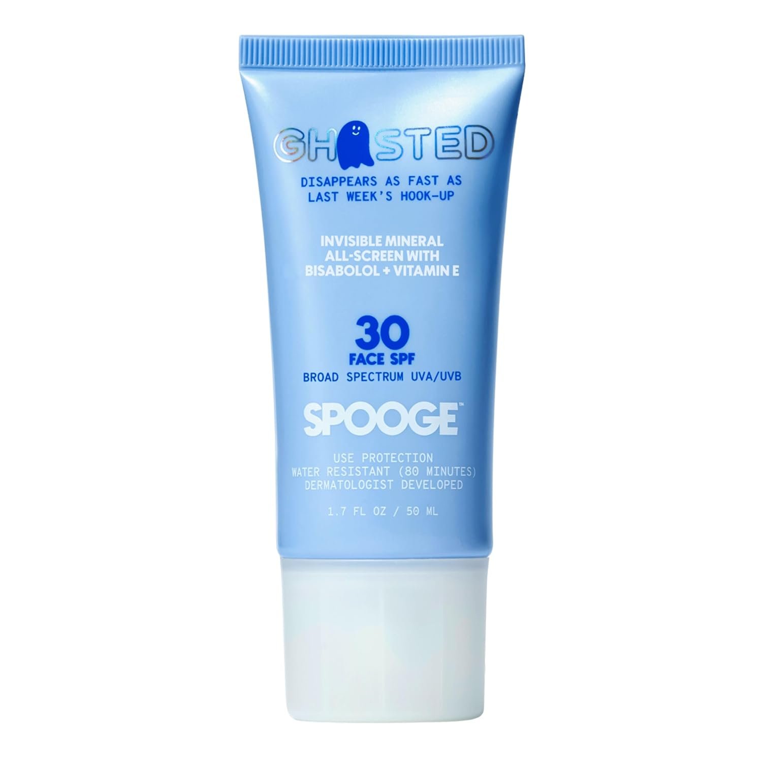 Ghosted Mineral All-Screen – Oil-Free SPF 30 Face Sunscreen – Dermatologist Developed with Cloud Feel Bisabolol for Daily All-Weather Care – Reef Safe, Water-Resistant, Blends Into Skin (1.7oz)