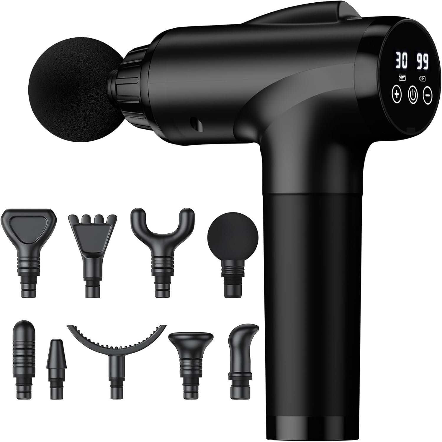 Massage Gun Deep Tissue, Handheld Electric Muscle Massager, High Intensity Percussion Massage Device for Pain Relief with 9 Attachments & 30 Speed(Black