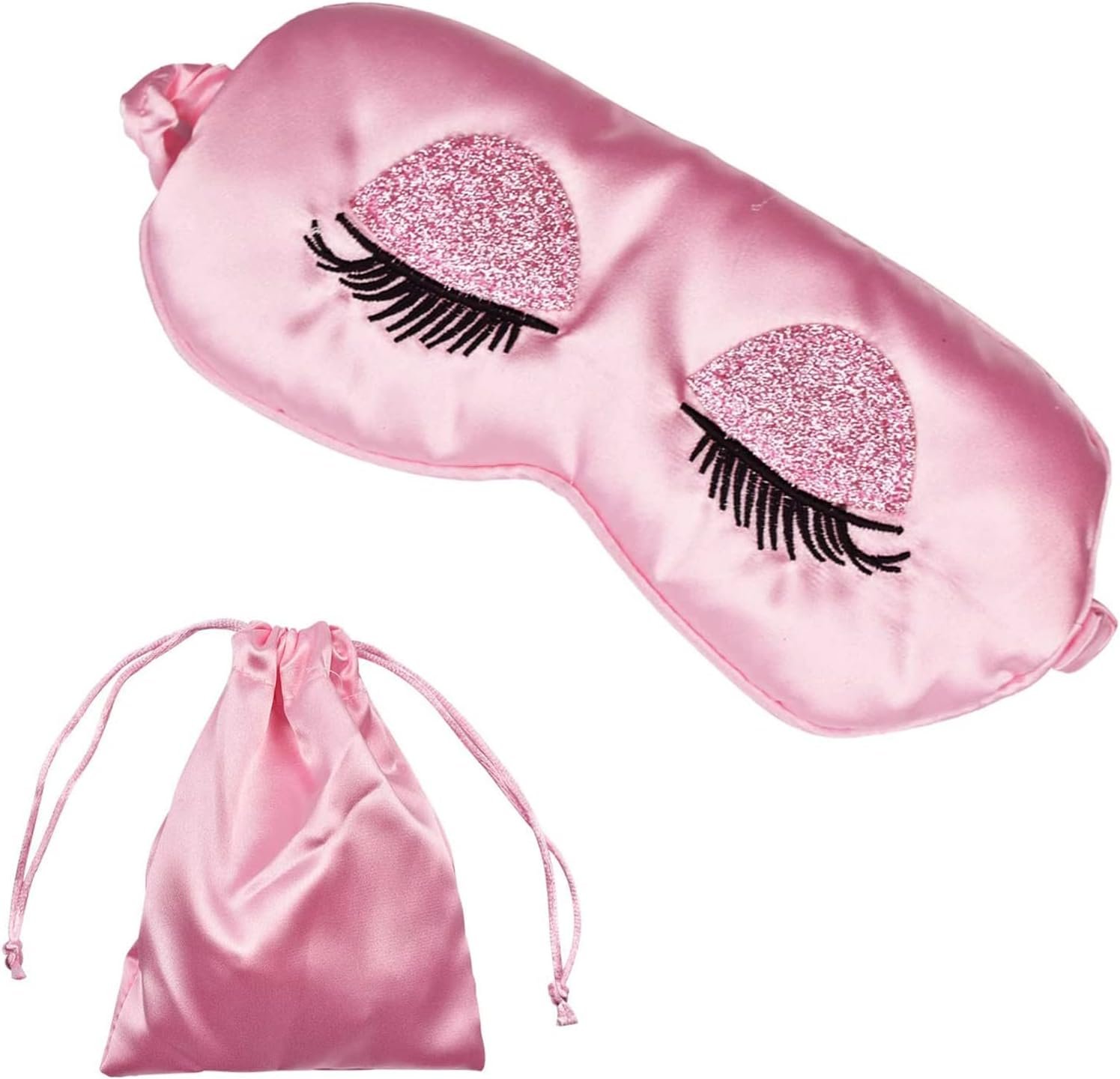 Sleep Mask, Ulbemoll Silk Eye Mask Satin Blindfold Smooth Soft Breathable Travel Eye Cover Eyeshade Gifts with Elastic Strap for Women Girls Valentine’s & Mother Day- Pink