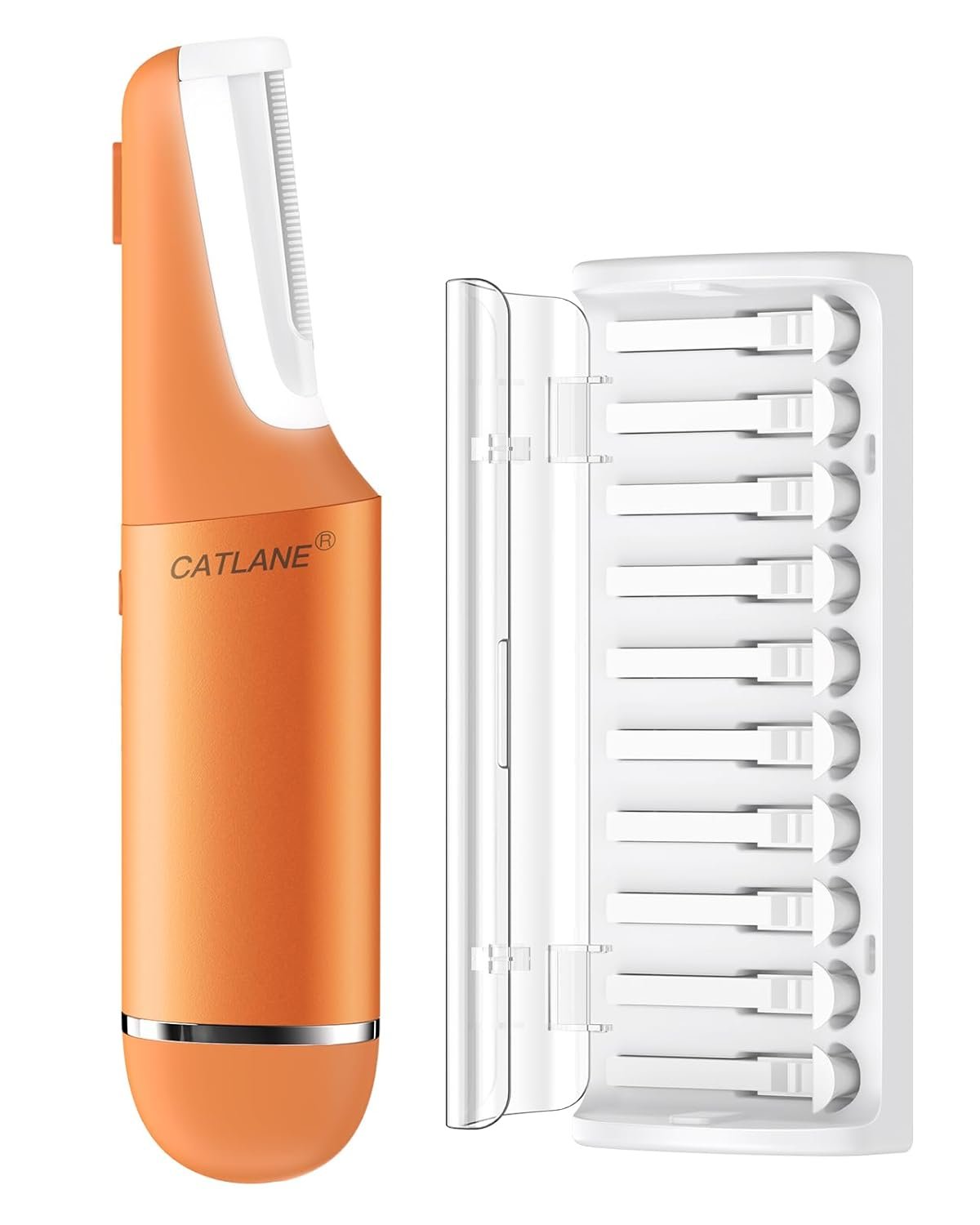 Dermaplane Razor for Women Face, Dermaplaning Tool for Face, Sonic Exfoliation & Peach Fuzz-Hair Removal System with 10 Dermaplaning Blades, Cosmic Orange