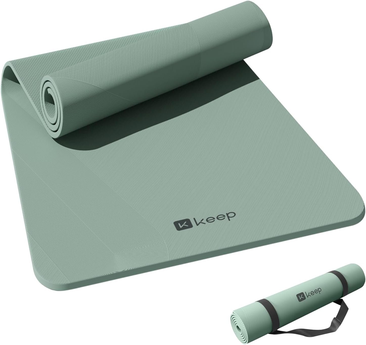 KEEP Yoga Mat, 32″ Extra Wide Exercise Mat with Strap for Men and Women, 7mm Thick Double-Sided Non-Slip Eco-friendly Yoga Mat for Pilates, Workout and Fitness