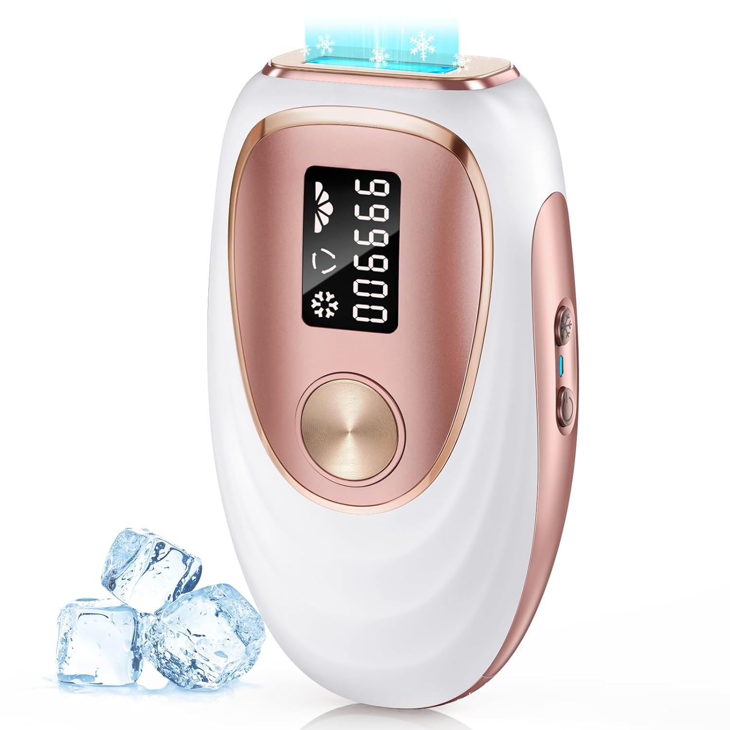 IPL Laser Hair Removal Device for Women & Men – Home 45°F Ice-Cooling Contact for Painless & Long-Lasting Results, 86% Hair Reduction in 3 Weeks for Full Body & Bikini Line, Gold/White