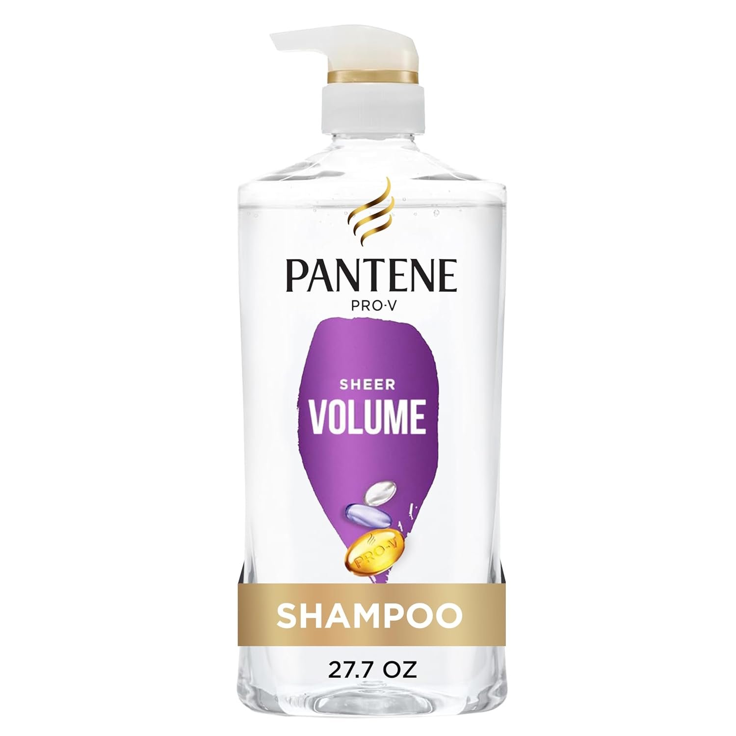 Pantene Shampoo, Sheer Volume – 72-Hour Fullness, Lightweight Nourishment with Pro-Vitamin B5 + Antioxidants, Fine, Thin, Color-Treated Hair, Paraben Free, Remove Build Up for Body & Shine, 27.7 Fl Oz