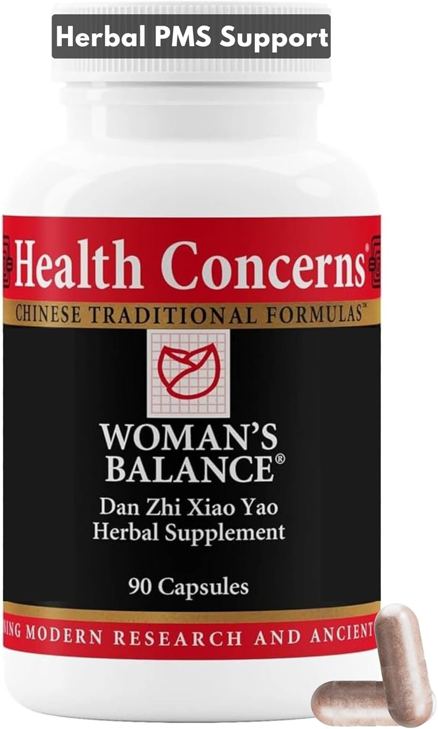 Health Concerns Woman’s Balance – Herbal PMS Support Supplement for Women – Menstrual Cycle & Menopause Relief – Chinese Herbal Formula – Mood Support & Hormonal Balance – 90 Capsules