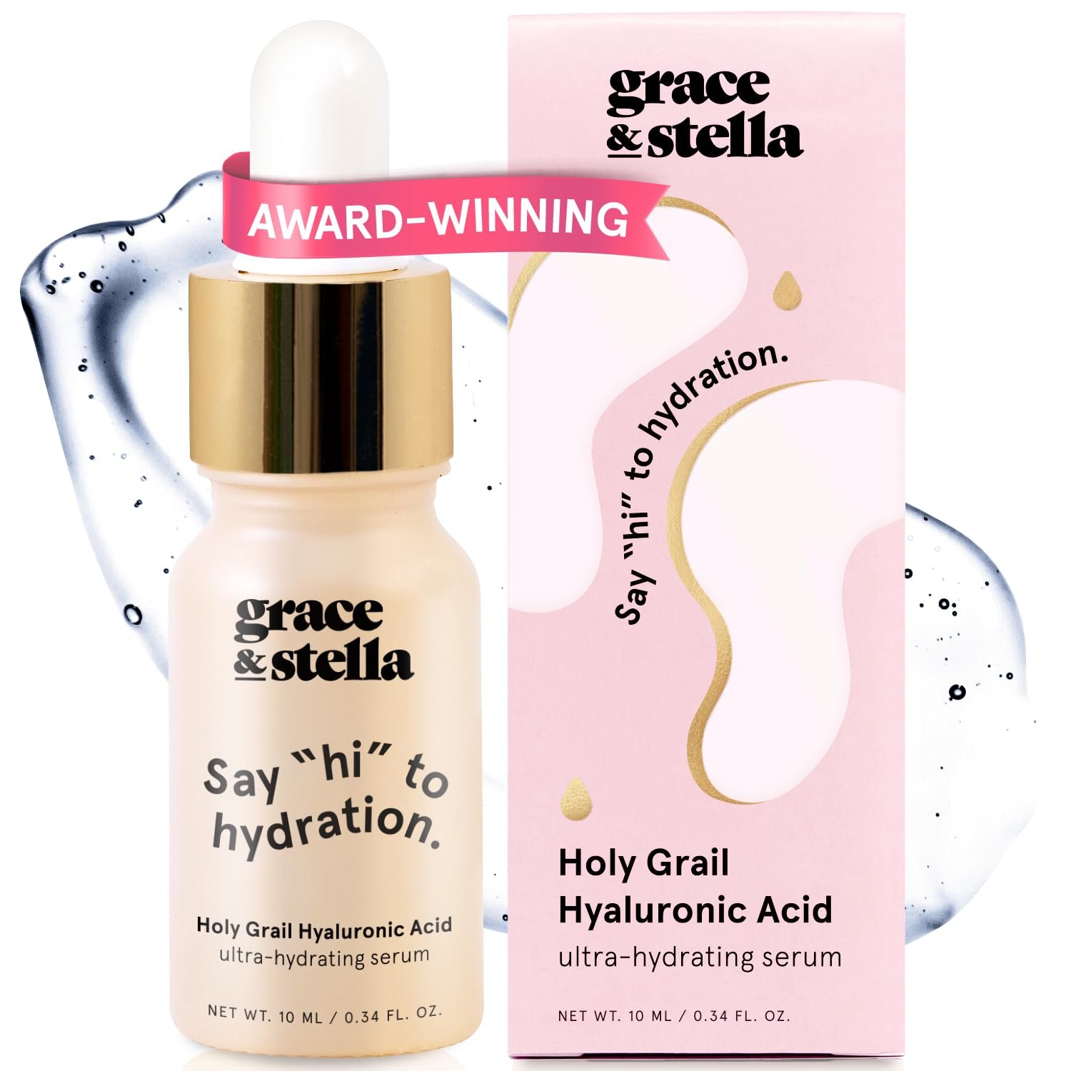 grace & stella Award Winning Hyaluronic Acid Serum (10ml/0.34 fl oz) Hyaluronic Acid Serum for Face – Acido Hialuronico Face Serums for Women – Hydrating, Remove Fine Lines, Wrinkles – Anti Aging