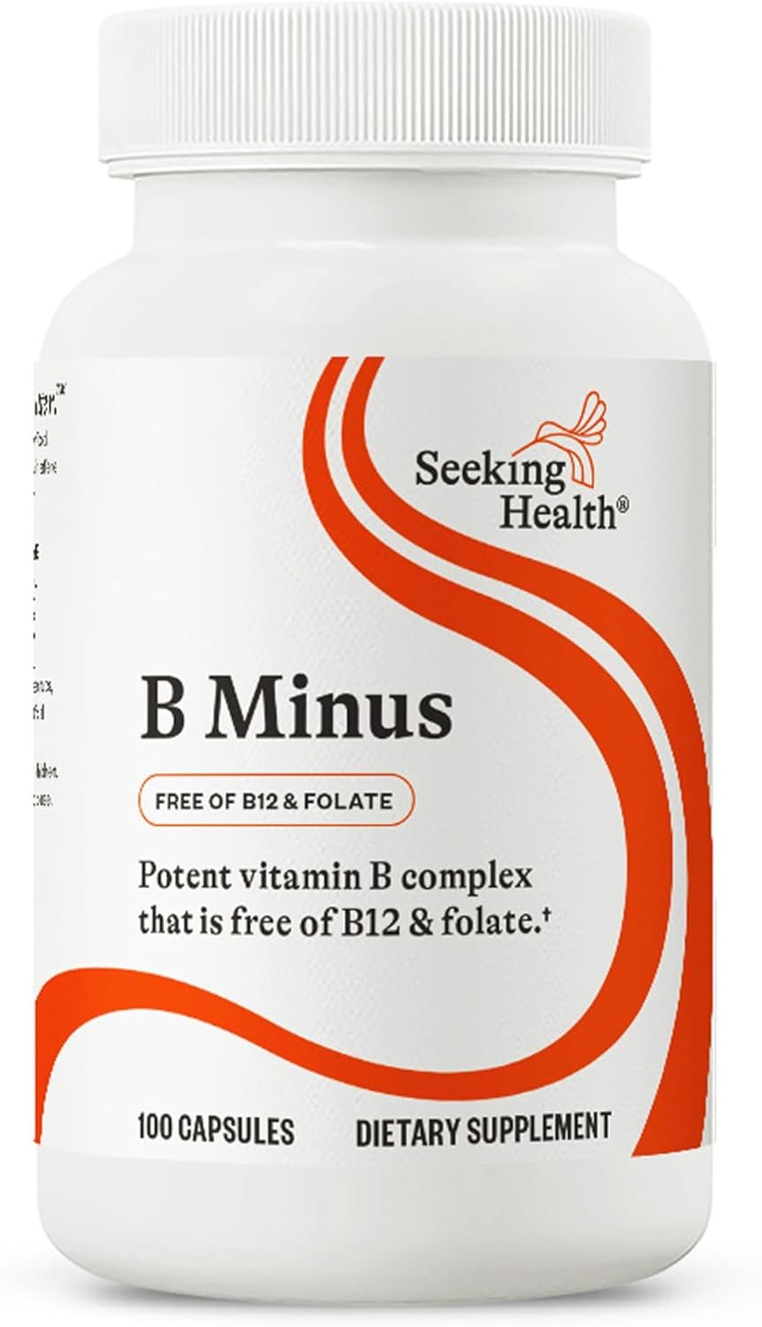 Seeking Health B-Minus – Complex Vitamin Supplement with Biotin & Riboflavin – Vitamin B Blend Supports Brain Health & Energy – 100 Capsules