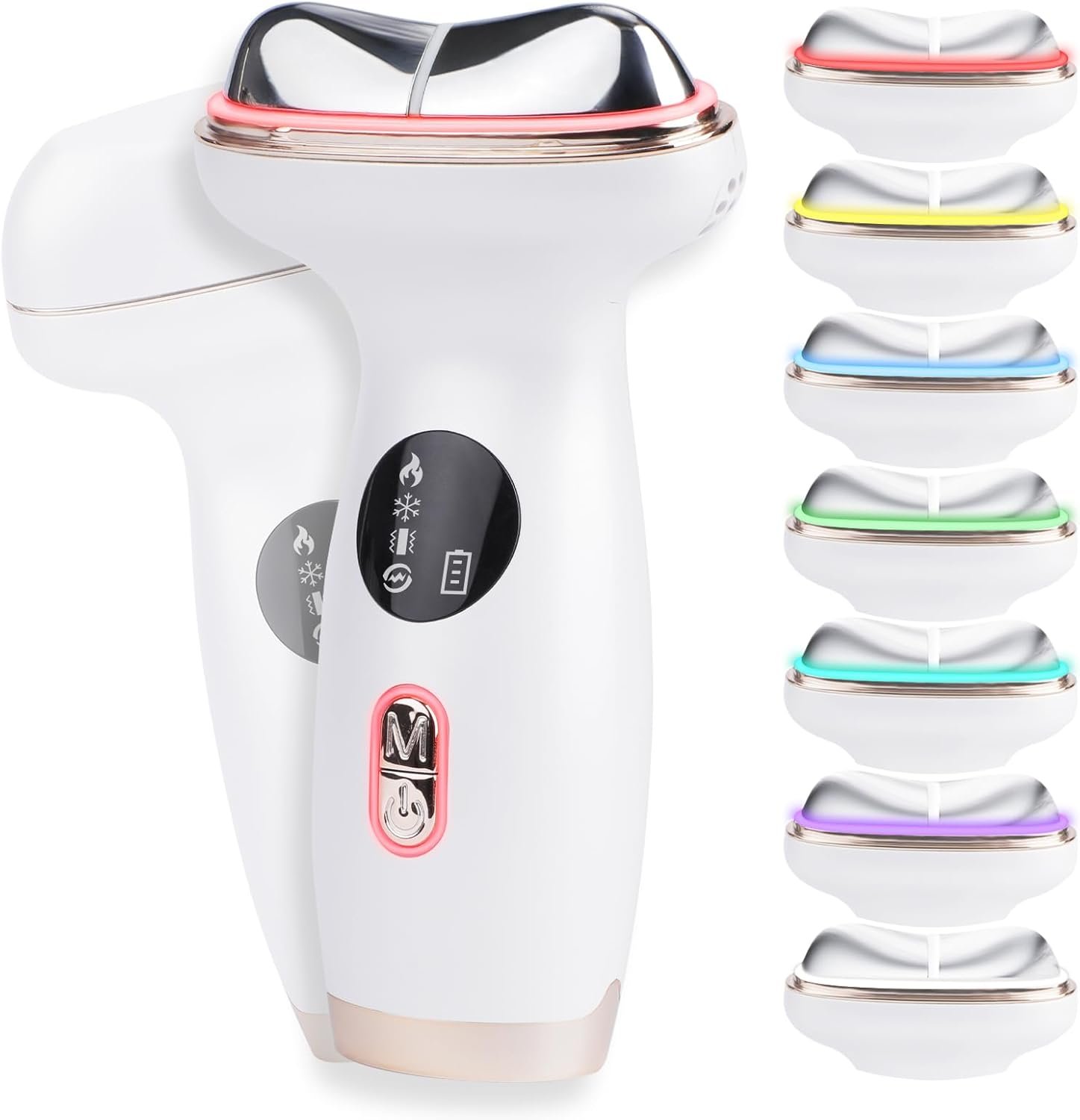 Microcurrent Facial Device with Red Light Therapy – 7-in-1 LED Sculptor & Hot Gua Sha for Face Neck Eye Firming, Depuffing & Double Chin Reduction