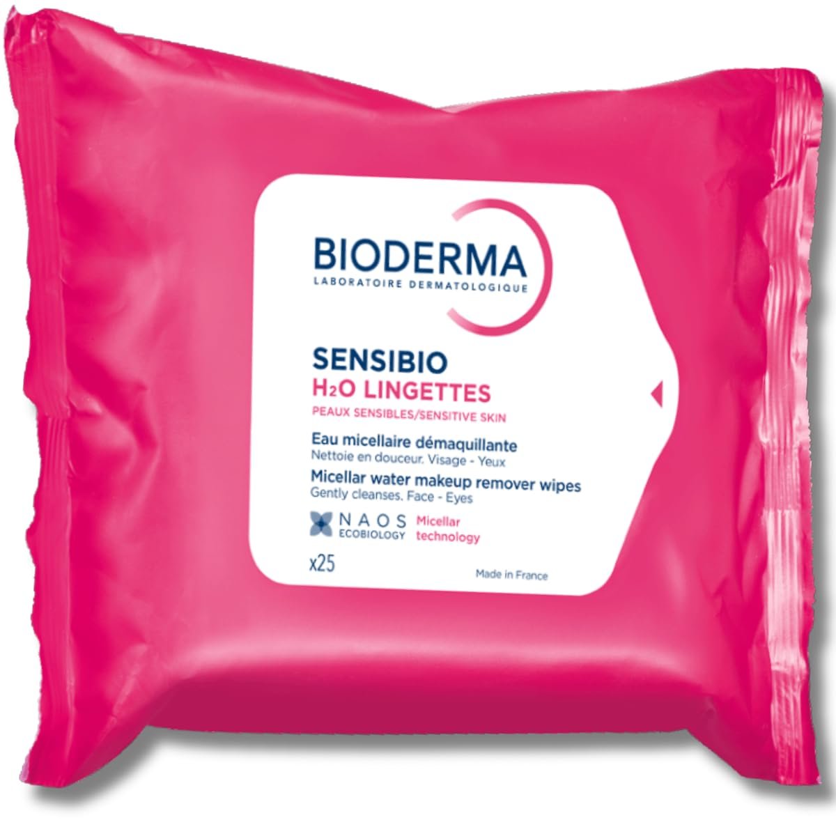 Bioderma – Sensibio H2O Wipes – Cleansing and Makeup Removing – Skin Soothing – for Sensitive Skin – 25 Wipes