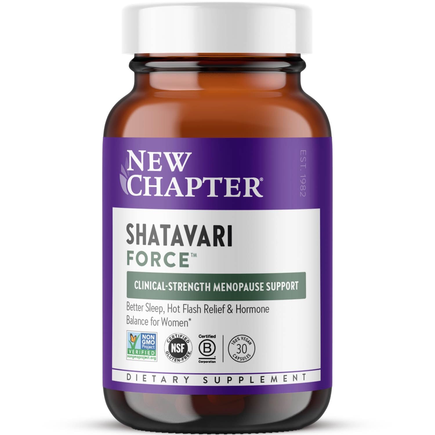 New Chapter Shatavari Supplement for Peri-Menopause & Post-Menopause Support – 4X Concentrated Herb Shatavari Relieves Hot Flashes & Night Sweats, Balances Women’s Hormones – Herbal Sleep Aid*, 30 ct