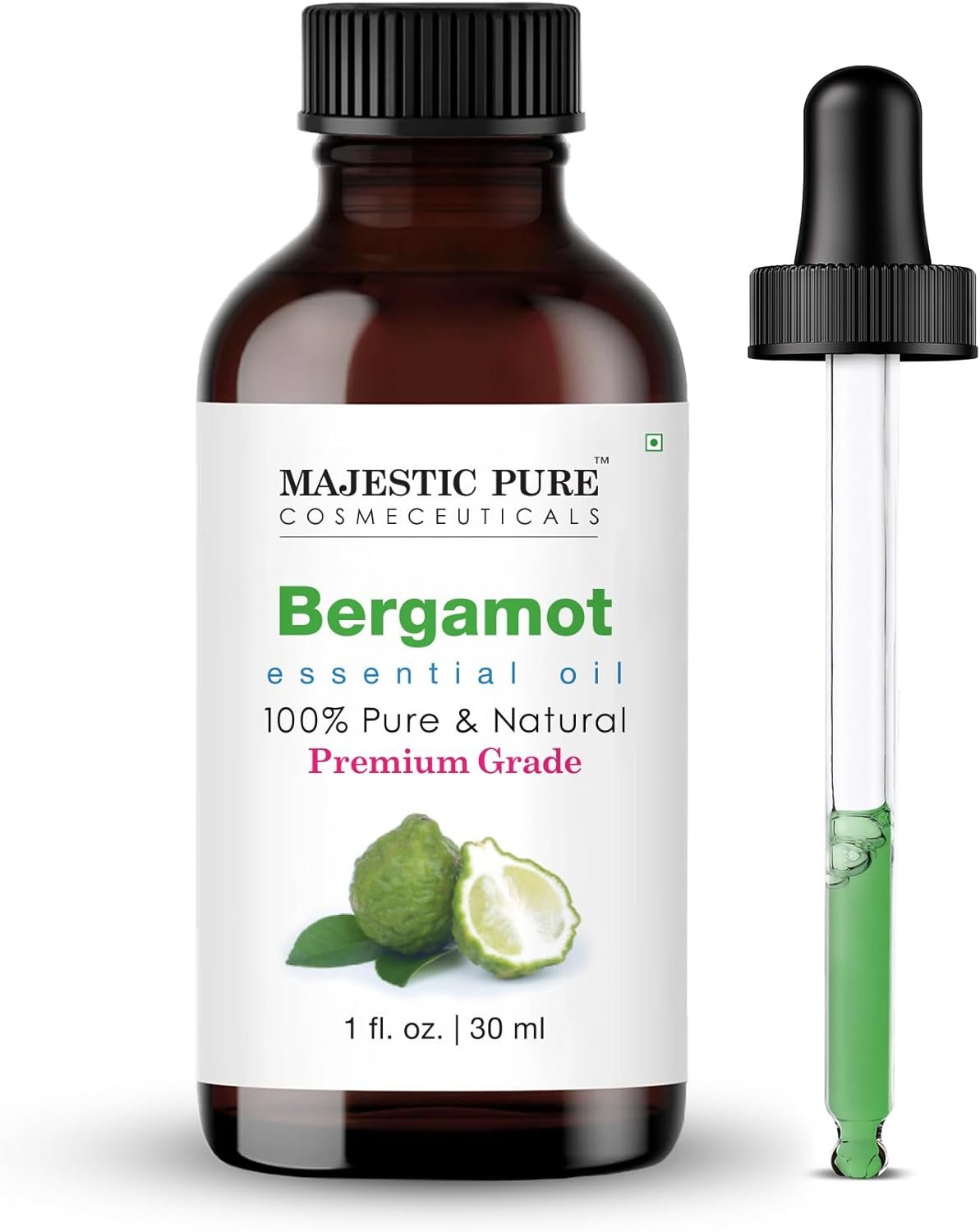 Majestic Pure Essential Oil with Glass Dropper – 100% Pure and Natural – Essential Oils for Diffuser, Aromatherapy, Soap and Candle Making, Bergamot Essential Oil, Bgamot Oil, 1 Fl Oz