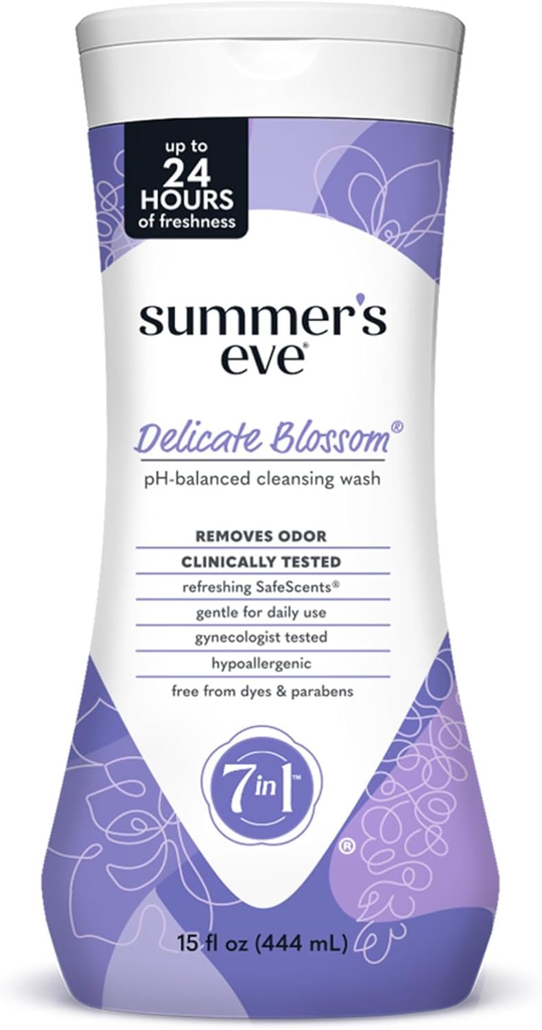 Summer’s Eve Feminine Wash, Delicate Blossom, Daily pH-Balanced Body Wash for Women, Feminine Care to Remove Vaginal Odor, Gynecologist Tested, 15 Fl Oz