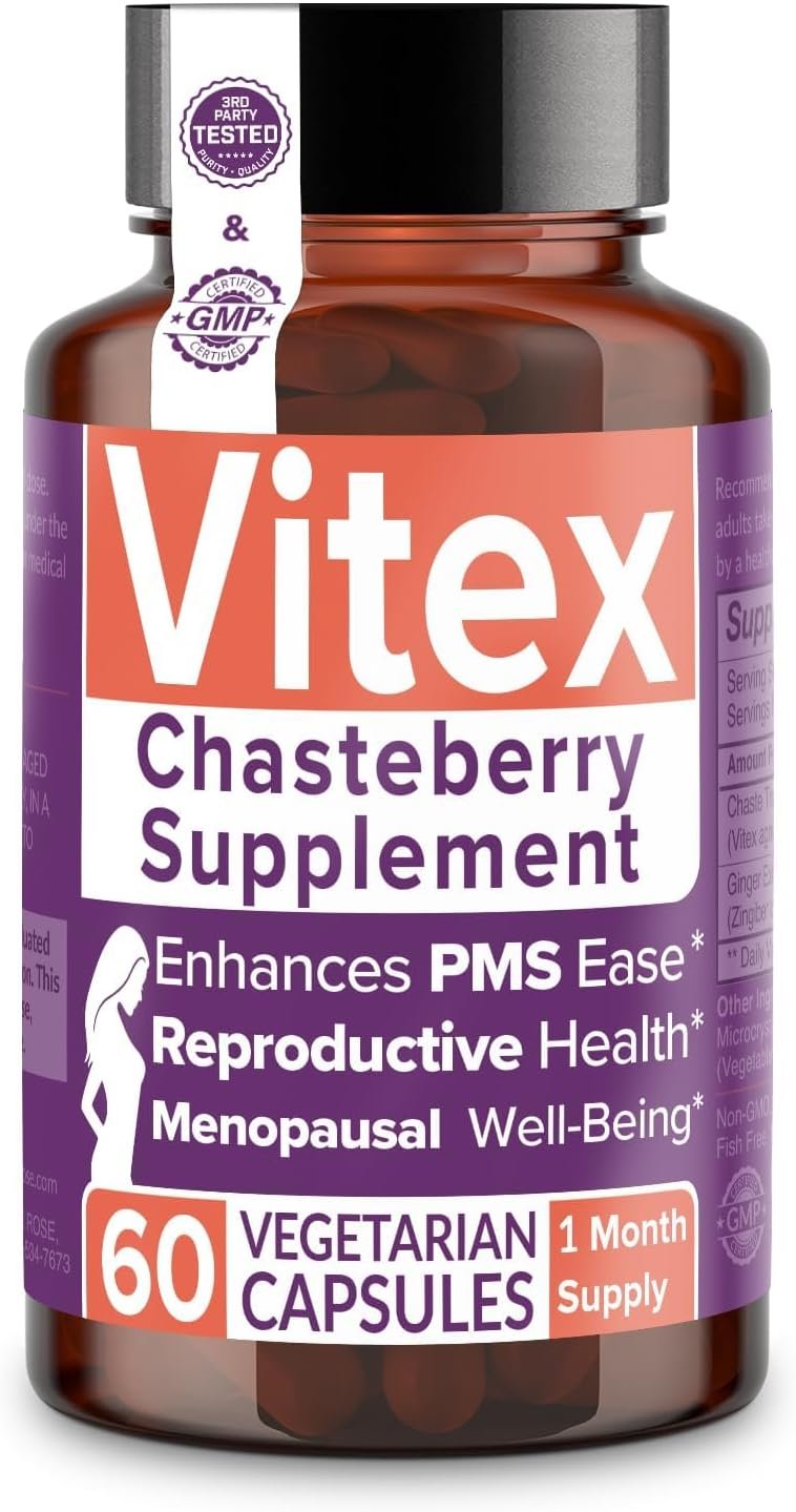 Intimate Rose Vitex Chasteberry Supplement for Women, 1000 mg – Chaste Tree Berry for Hormone Balance, Fertility & PMS Support, Regulate Cycles – 60 Capsules