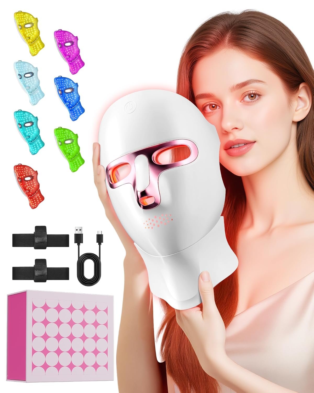 LED Light Therapy Mask Skin Care Mask, LED Red 630±5nm & NIR 830nm Wavelength for Home Use