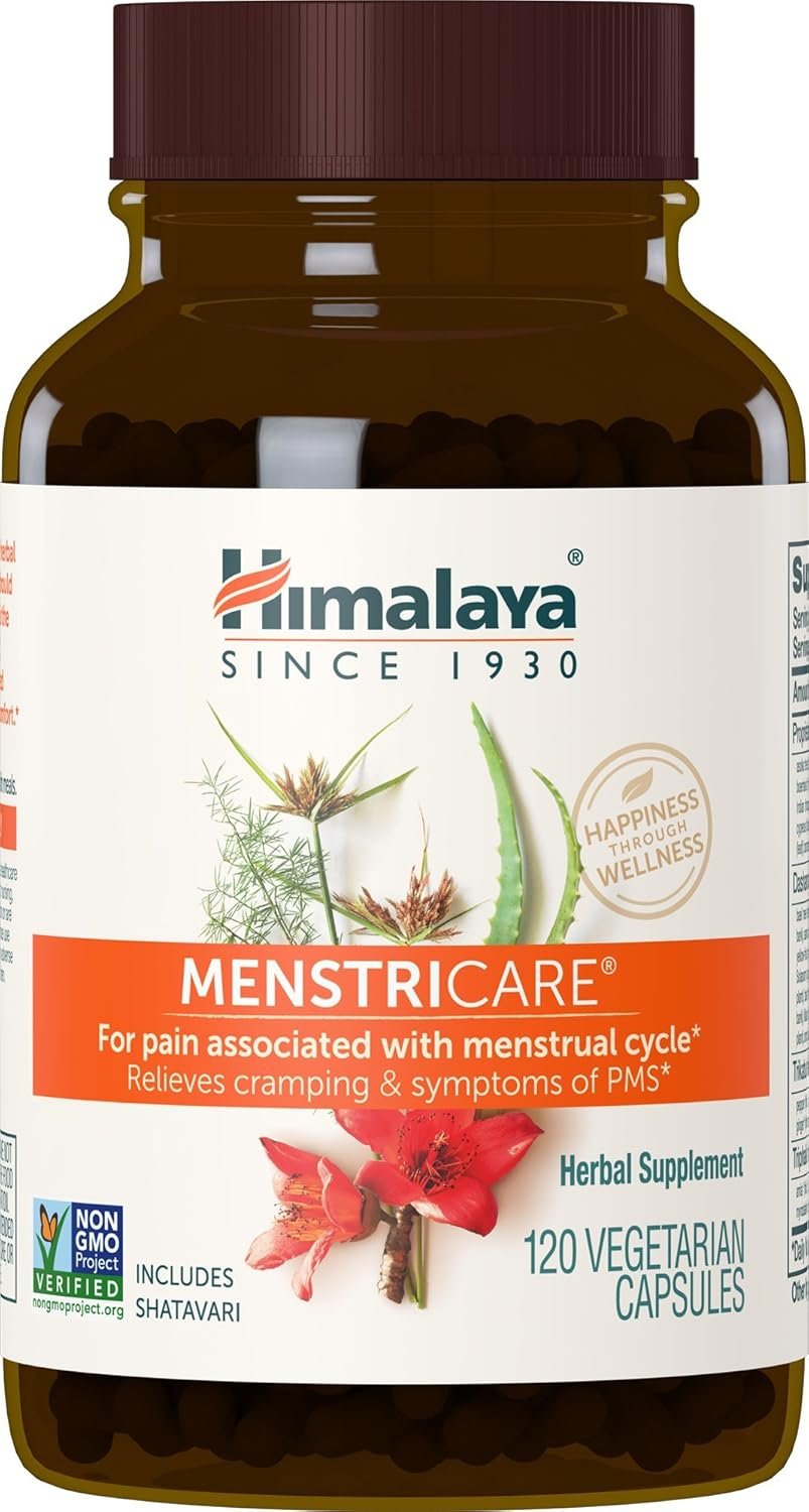 Himalaya MenstriCare, 30 Day Supply – Supports PMS, Menstrual Cramp Relief, and Hormone Balance for Women – Vegan, Non-GMO, Gluten Free, 120 Capsules
