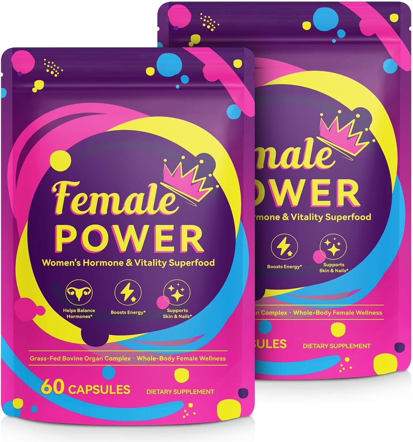 2 Pack Hormone Balance for Women, Female-Optimized Beef Organ Superfood Supplement for Women, PMS Support Supplement, 100% Grass Fed Beef Liver Capsules, Balance Hormones, Energy,Menstrual Cramp,Mood