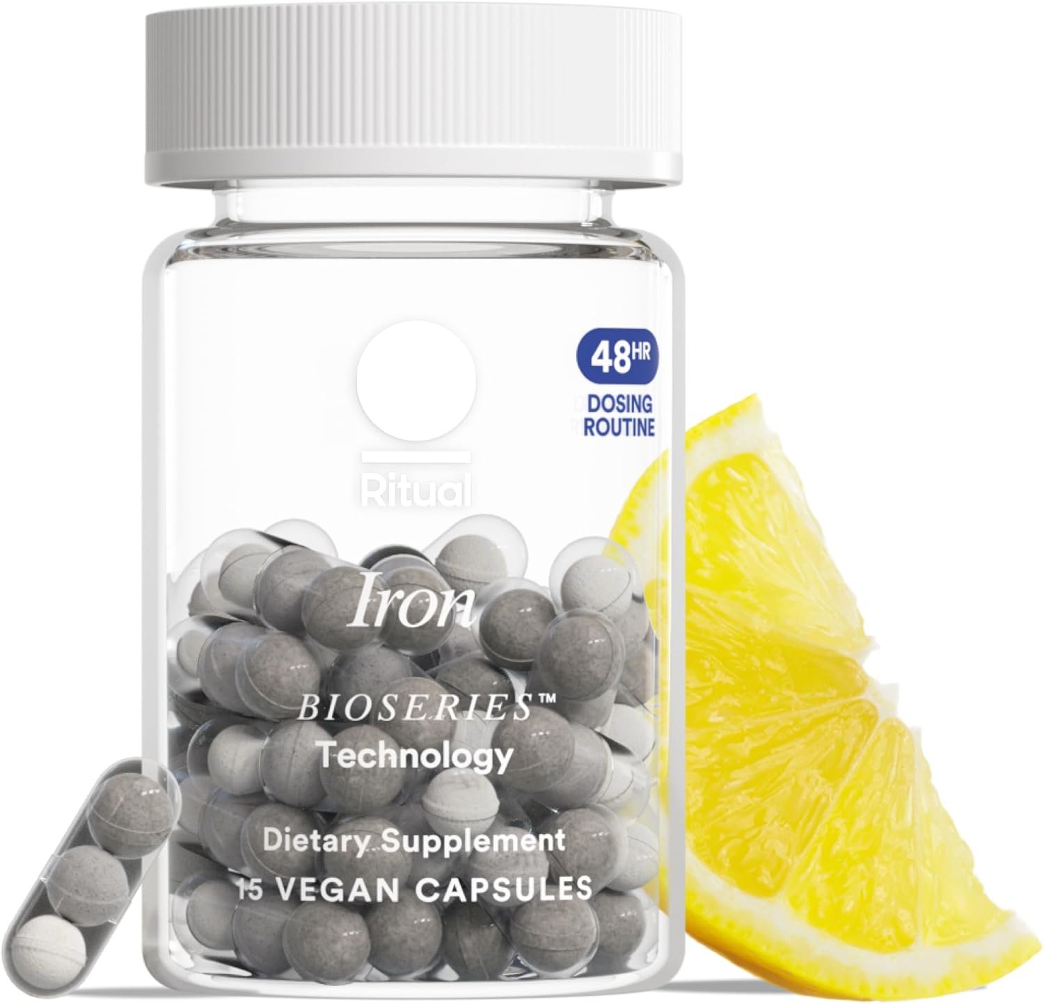 Ritual Iron Supplement to Support Low Iron Levels 60 mg | 48-hour Dosing Routine with BioSeries™ Technology plus Vitamin A and C. Designed for Optimal Absorption and Minimal GI Discomfort* 15 Servings