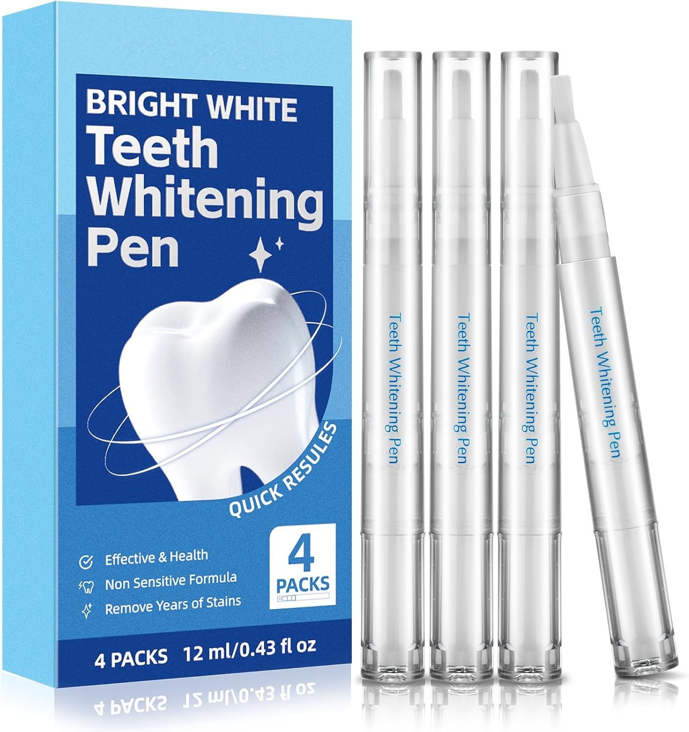 Teeth Whitening Pen – Professionally Stain Removal Teeth Whitening Gel Formula, No Sensitivity Effective Teeth Whitener, Mint (0.11 Fl Oz (Pack of 4))