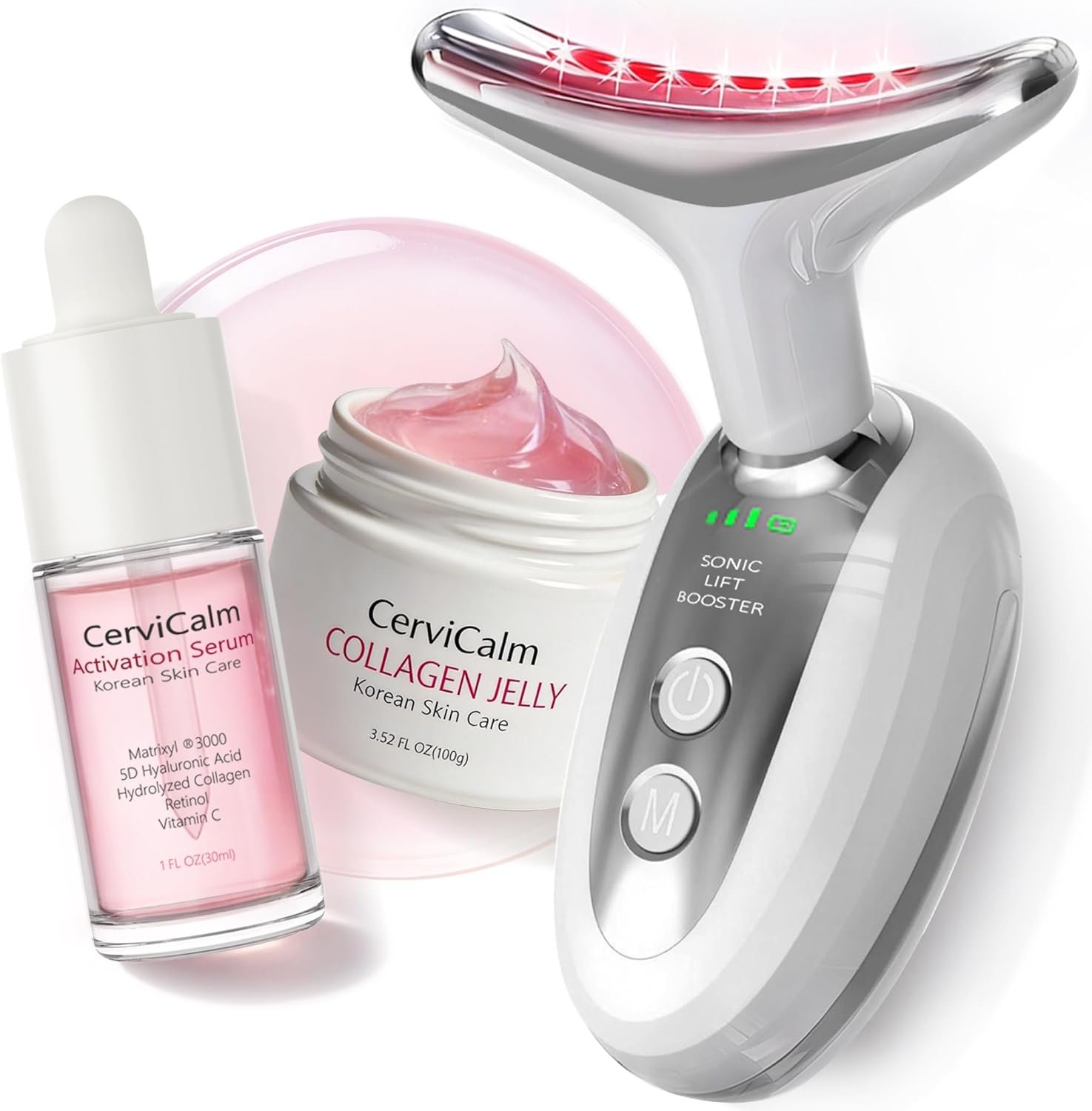 Red Light for Face and Neck Beauty Massager, Neck Sculpting Tool with Light, Heat & Smart Vibration, Skin Tightening & Lifting & Lymphatic Drainage