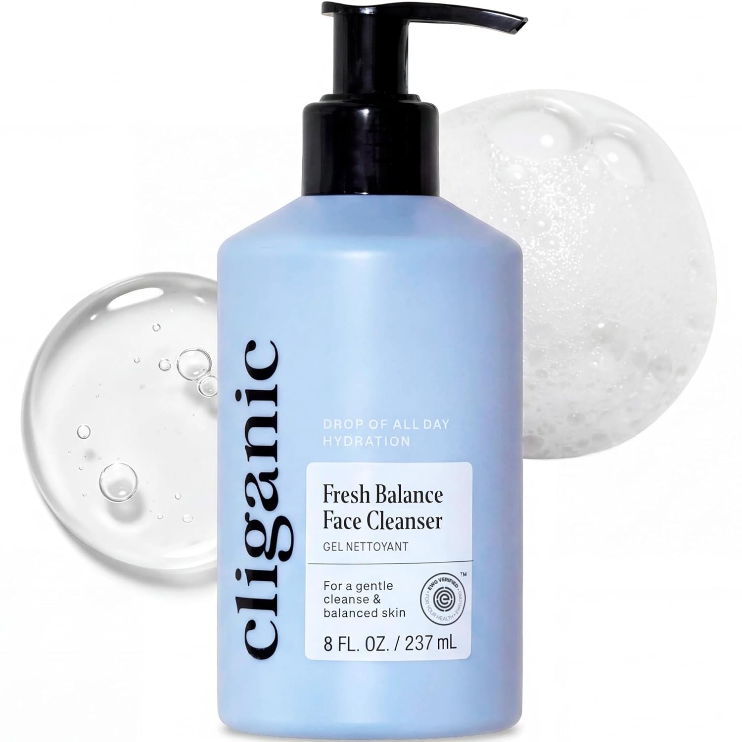 Cliganic Hydrating Facial Gel Cleanser with Triple Botanical Complex® – Clean Gentle Face Wash with Jojoba, Rosehip Argan Oils Removes Makeup Impurities Aloe Vera Glycerin for Balanced Glowing Skin