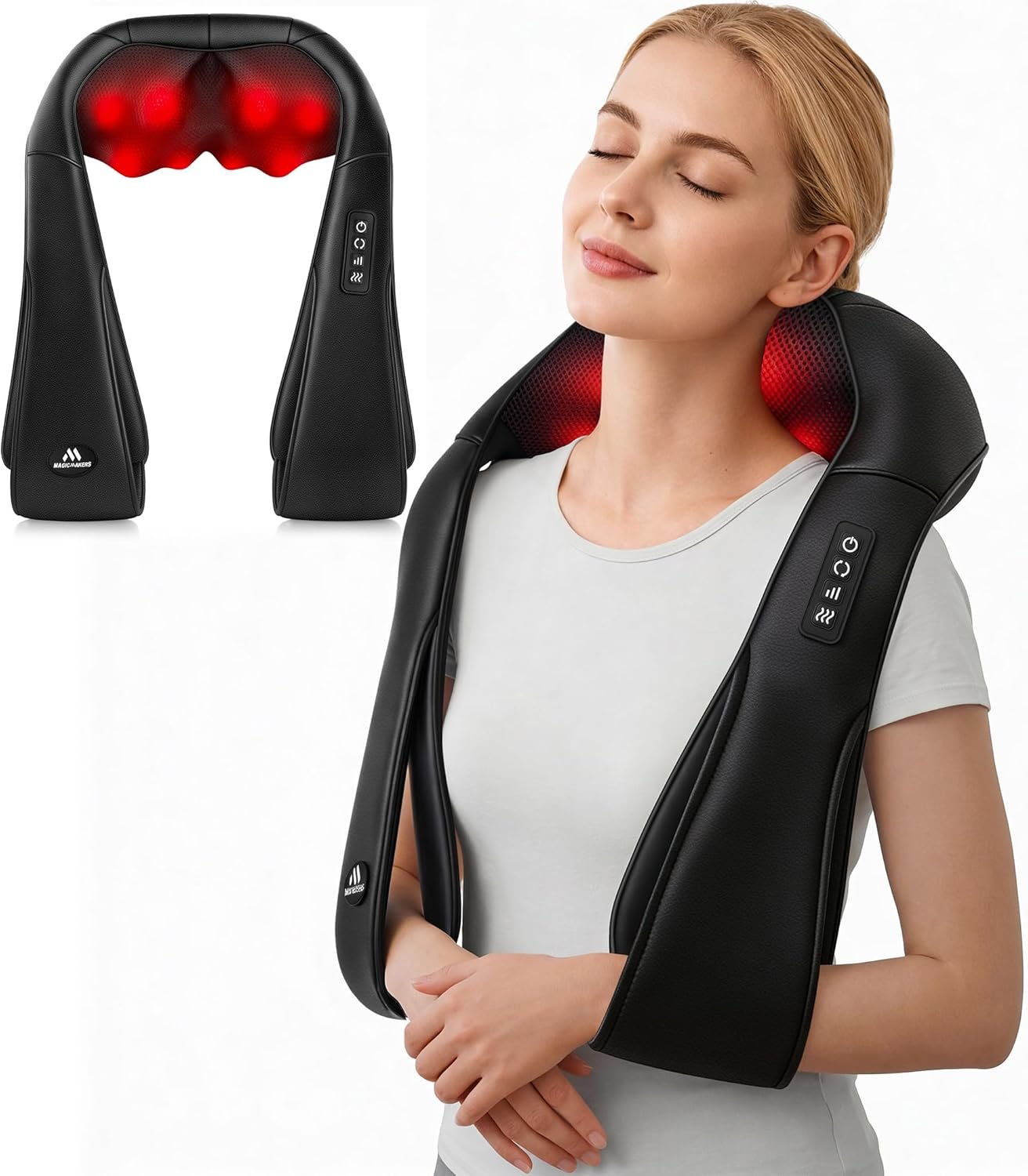 Neck Massager for Pain Relief Deep Tissue with Heat – Shiatsu Back and Shoulder Massage, Mothers Day Gifts for Mom Wife Women Her, Dad Men Him, Christmas, Fathers Day, Plug-in Use for Home Office Car