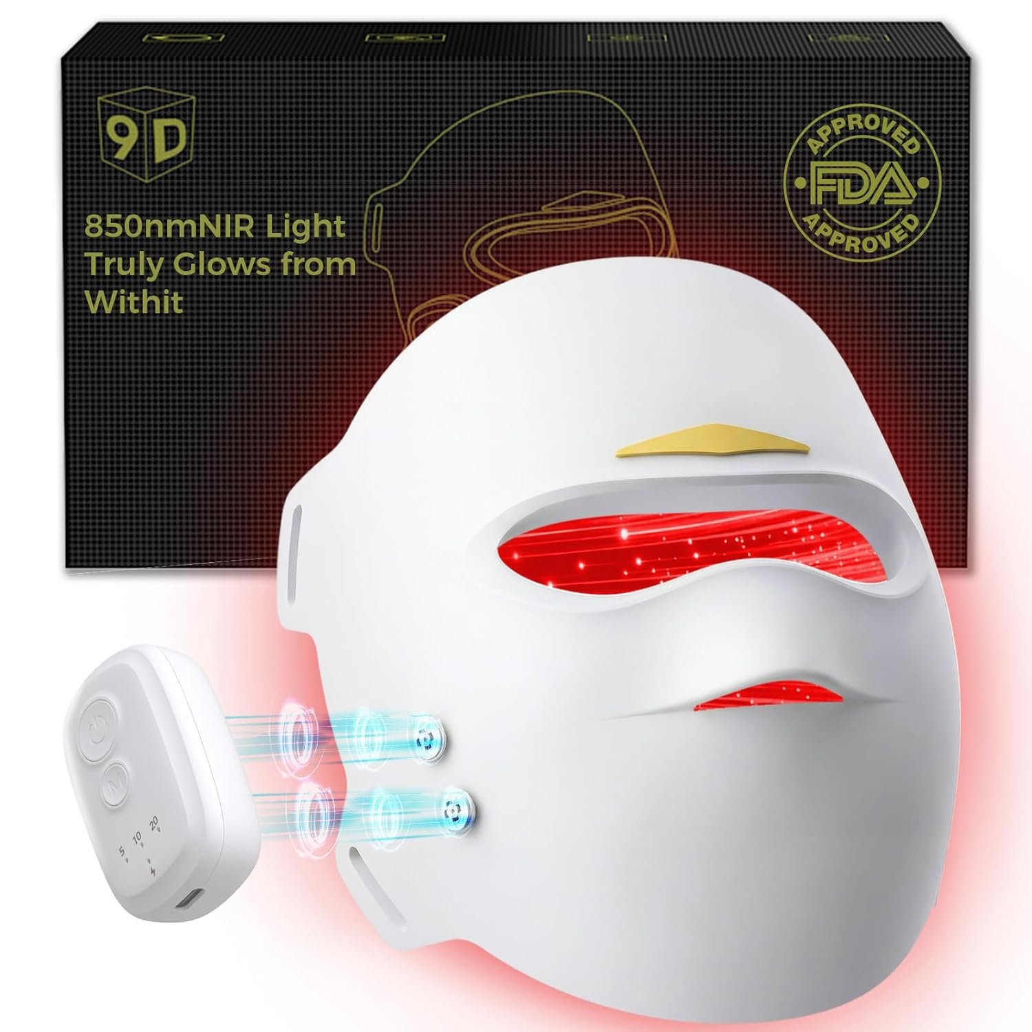 Red Light Therapy Mask for Face, 4D LED Light Therapy Mask, 4 ModesWireless LED Face Mask Light Therapy with Red Blue Light, Light Therapy Mask for Home & Travel, Skincare Gifts for Women Mom Wife