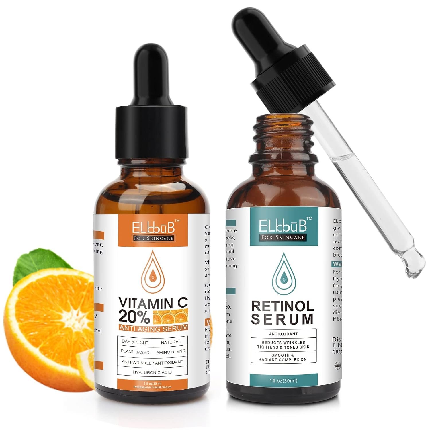 Day-Night Anti Aging Vitamin C Serum Retinol Serum For Face with Retinol & Amino Acids – Boost Skin Collagen,Hydrate & Plump Skin Facial Serum