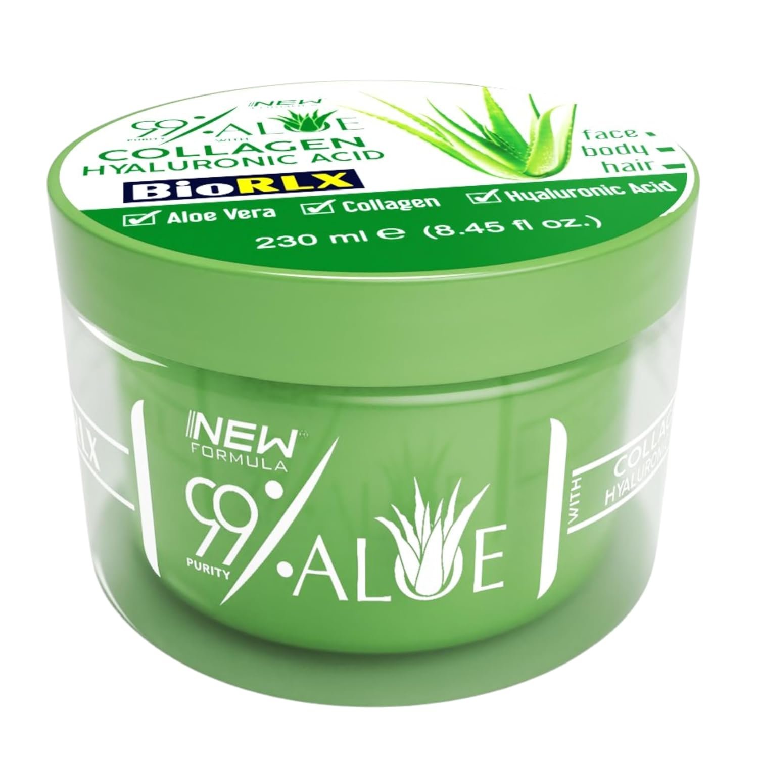 BioRLX 99% Aloe Vera Gel with Collagen and Hyaluronic Acid (Jar, 8.5 fl.oz)