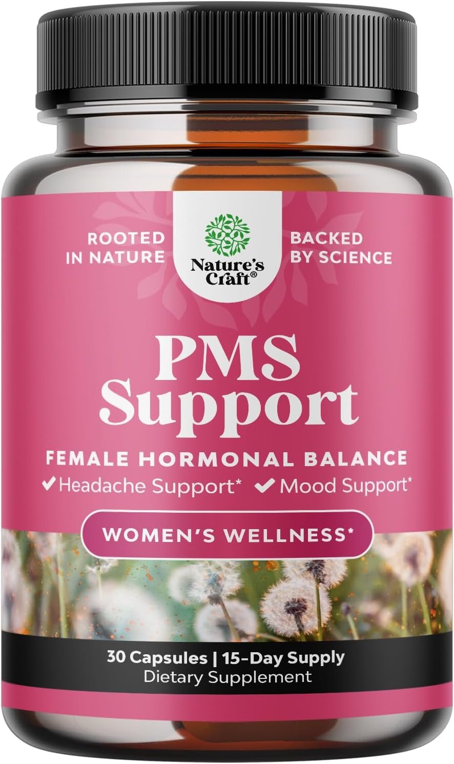 PMS Support Supplement for Women – Hormone Balance for Women & Menstrual Ease with DIM, Chasteberry, Black Cohosh & Ashwagandha – for Period Cramps Ease, Menopause Bloating, Mood Swing – 30 Ct