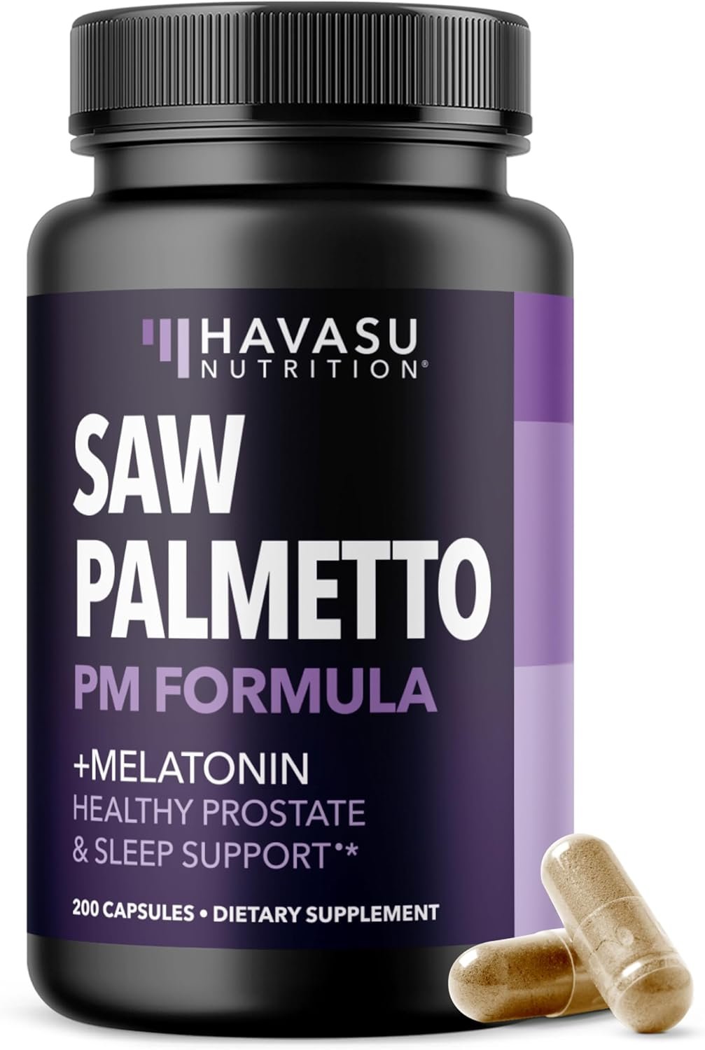 Saw Palmetto PM for Men with Melatonin 3mg – Night Time Prostate Health Supplement for Bladder and Sleep Support – Reduce Urinary Frequency – 200 Count – Vegan, Non-GMO Capsules – Over 6 Month Supply