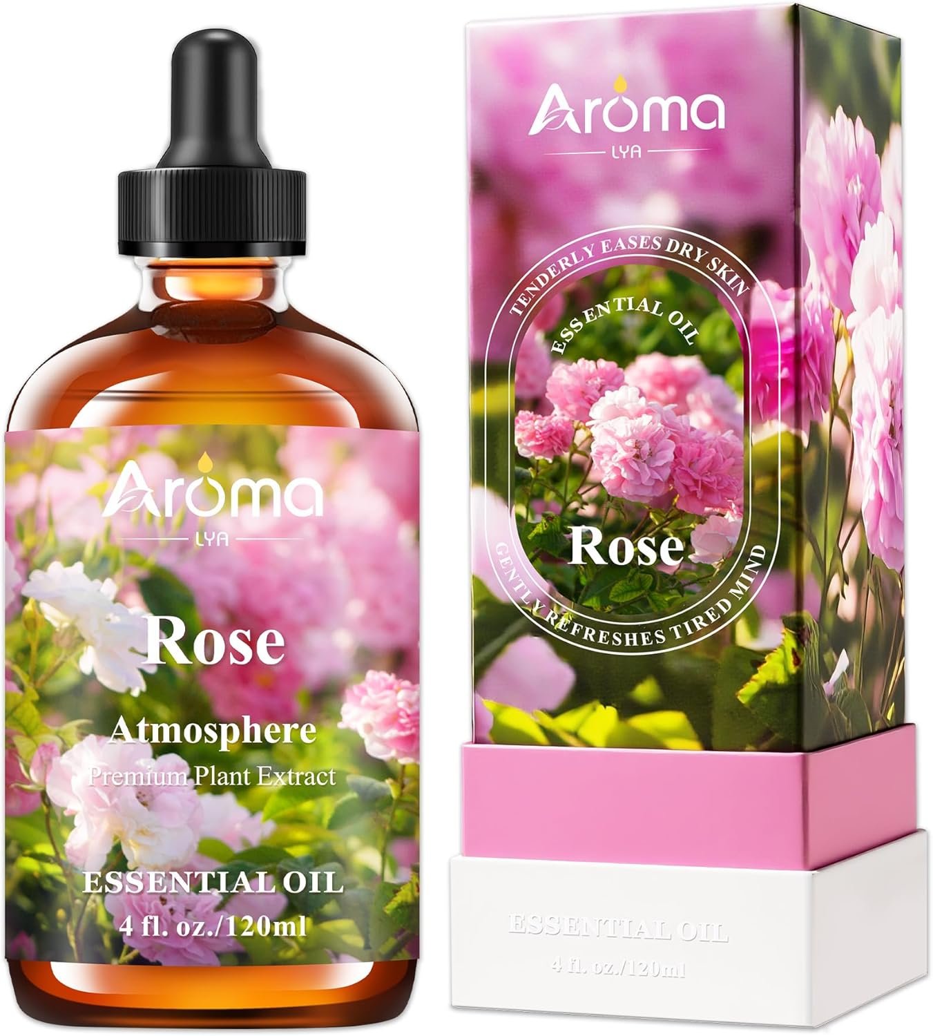 Rose Essential Oil in Premium Gift Box – Essential Oils for Home Diffusers – Perfect Self-Care & Spa Gift for Women 4 Fl Oz Valentines Day Gifts for Her