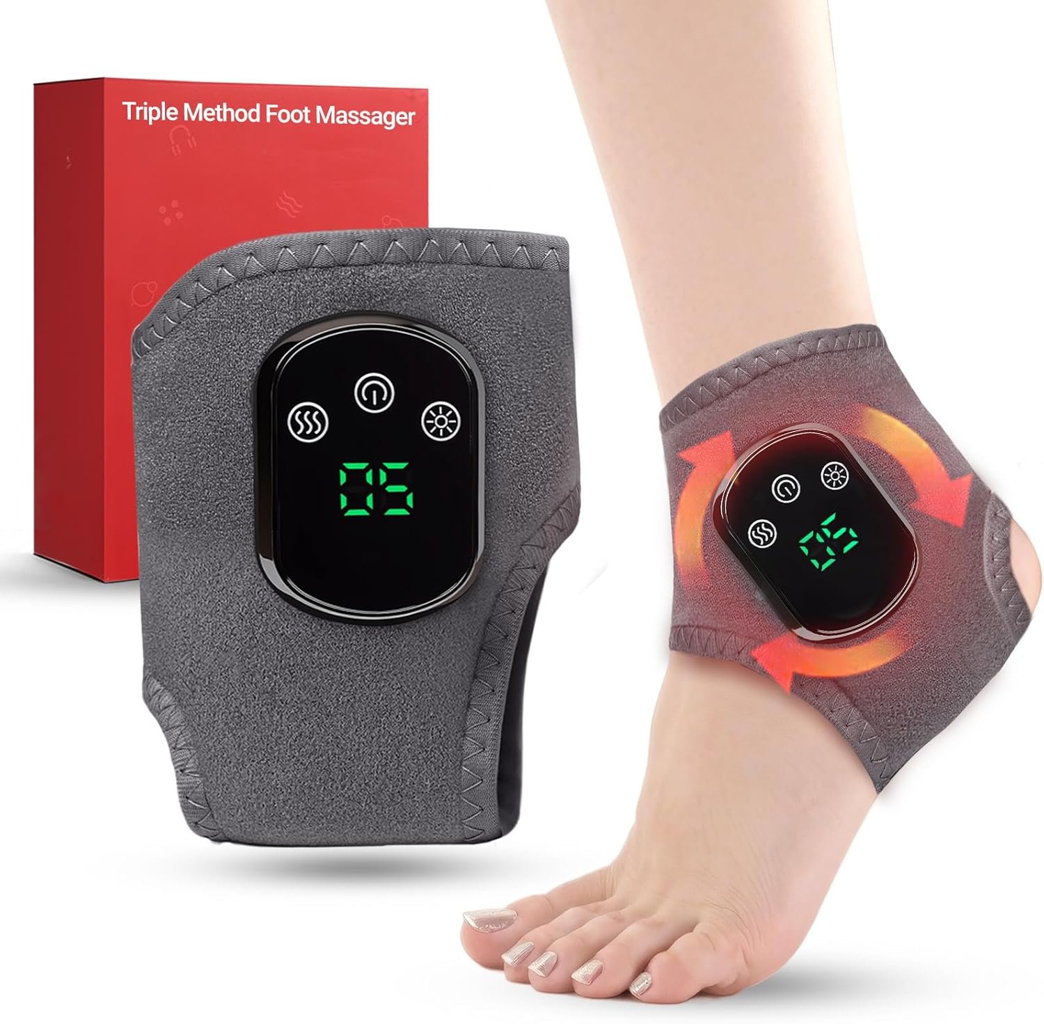 Foot Renew Triple Method Massager – Cordless Heated Foot Massager with 5 Heat & 3 Vibration for Pain Relief & Relaxation, Portable for Home, Office, Travel – Ideal Gift