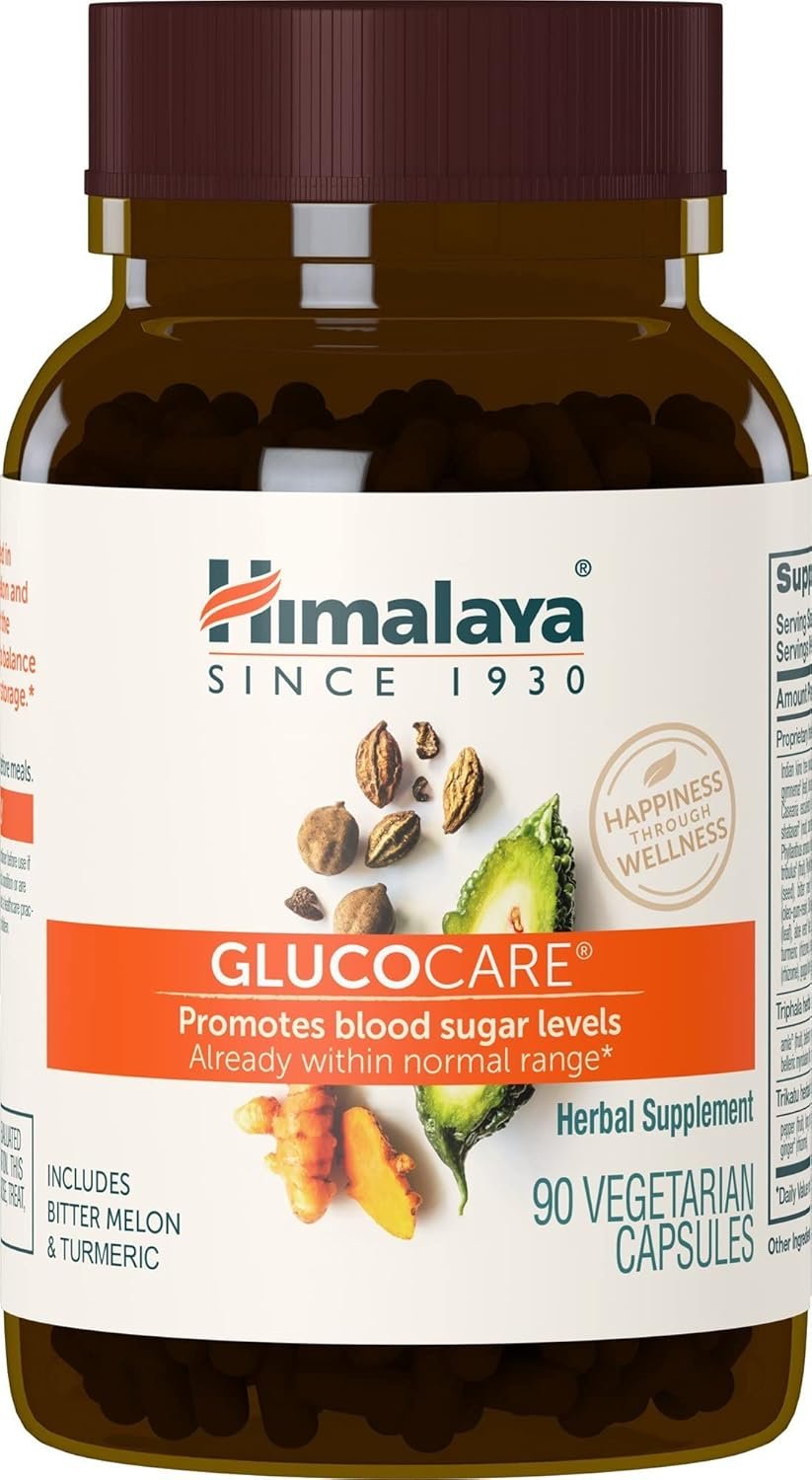 Himalaya GlucoCare – Herbal Glucose Metabolism & Pancreatic Support with Bitter Melon, Gymnema, Triphala & Turmeric – Natural Blood Sugar Support – Vegan, Non-GMO, Gluten-Free – 90 Capsules