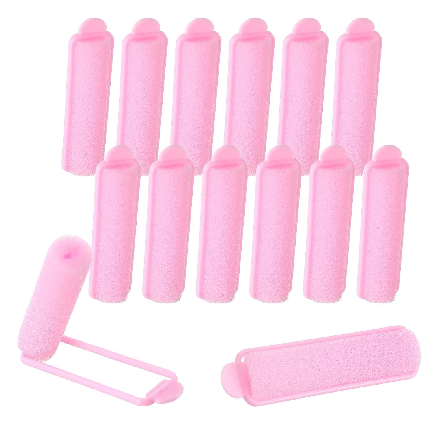 14pcs Sponge Hair Rollers,2.67 Inch Heatless Foam Hair Rollers for Women,Soft Sponge Roller for Hairs Styling,Foams Curlers for Hairs Styling Long Short Ladies(Pink)