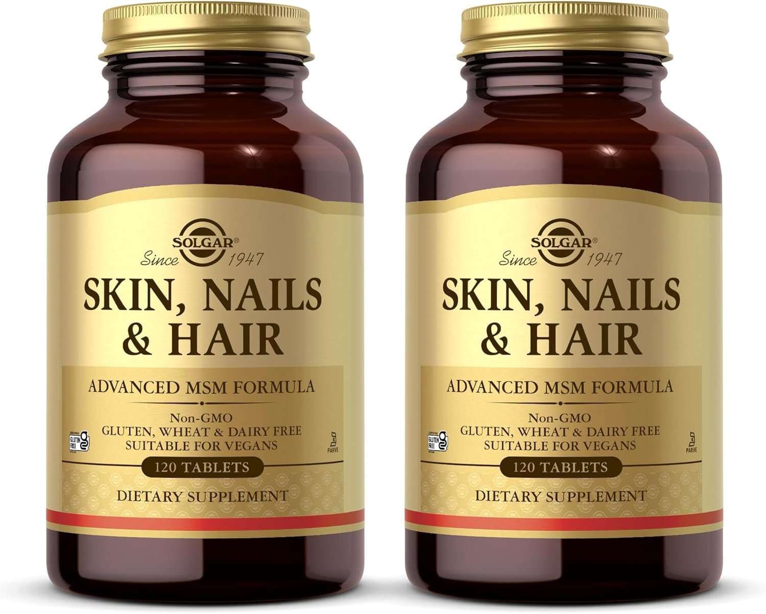 Solgar Skin, Nails & Hair – 120 Tablets, Pack of 2 – Advanced MSM Formula – Non GMO, Vegan, Gluten & Dairy Free – 120 Total Servings