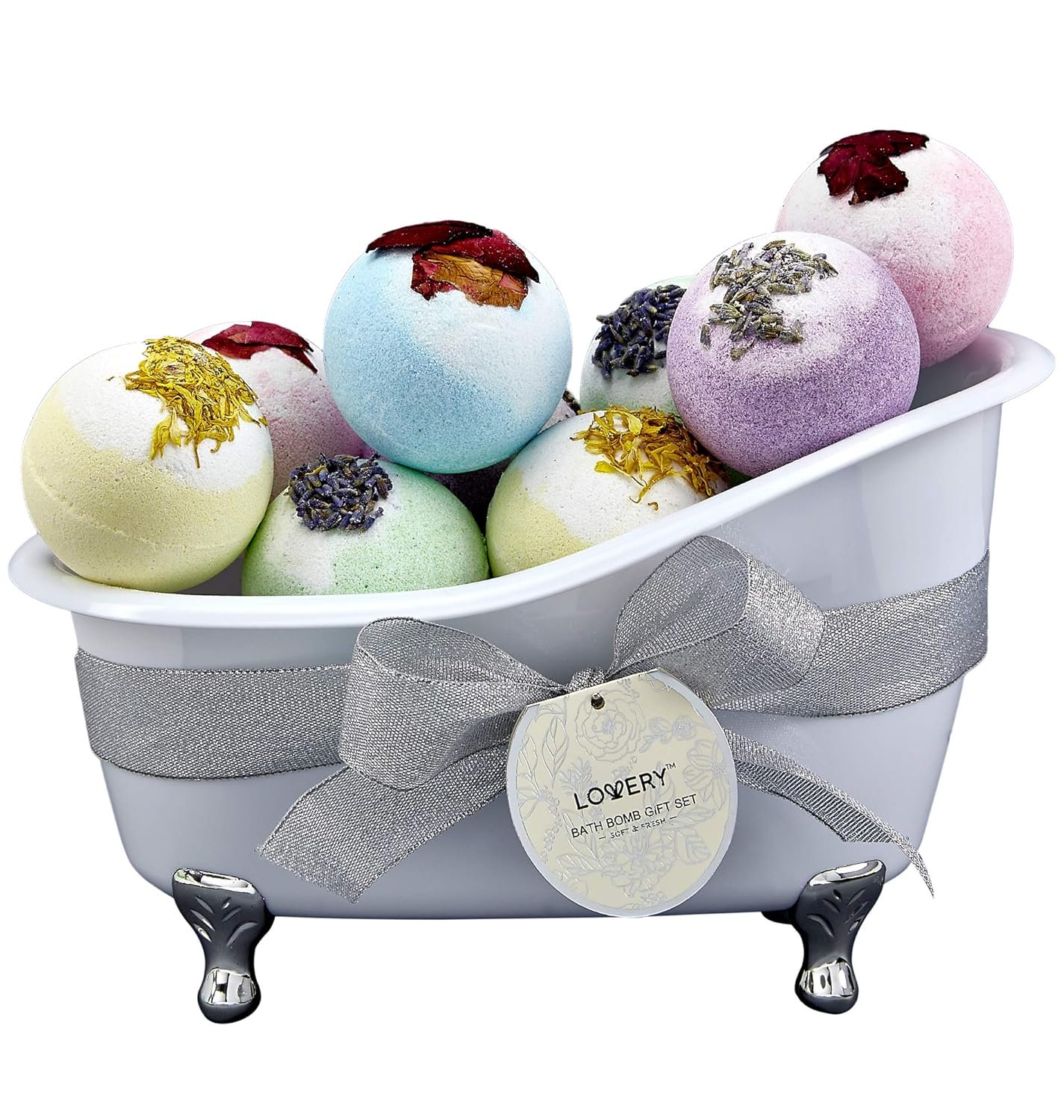 Bath Bombs for Women – Mothers Day Gifts for Mom 10XXL Two Tone Bath Fizzies Infused with Shea & Coco Butter, Dry Flower Petals Self Care Gifts Baskets for for Women Gift for Teen Girls