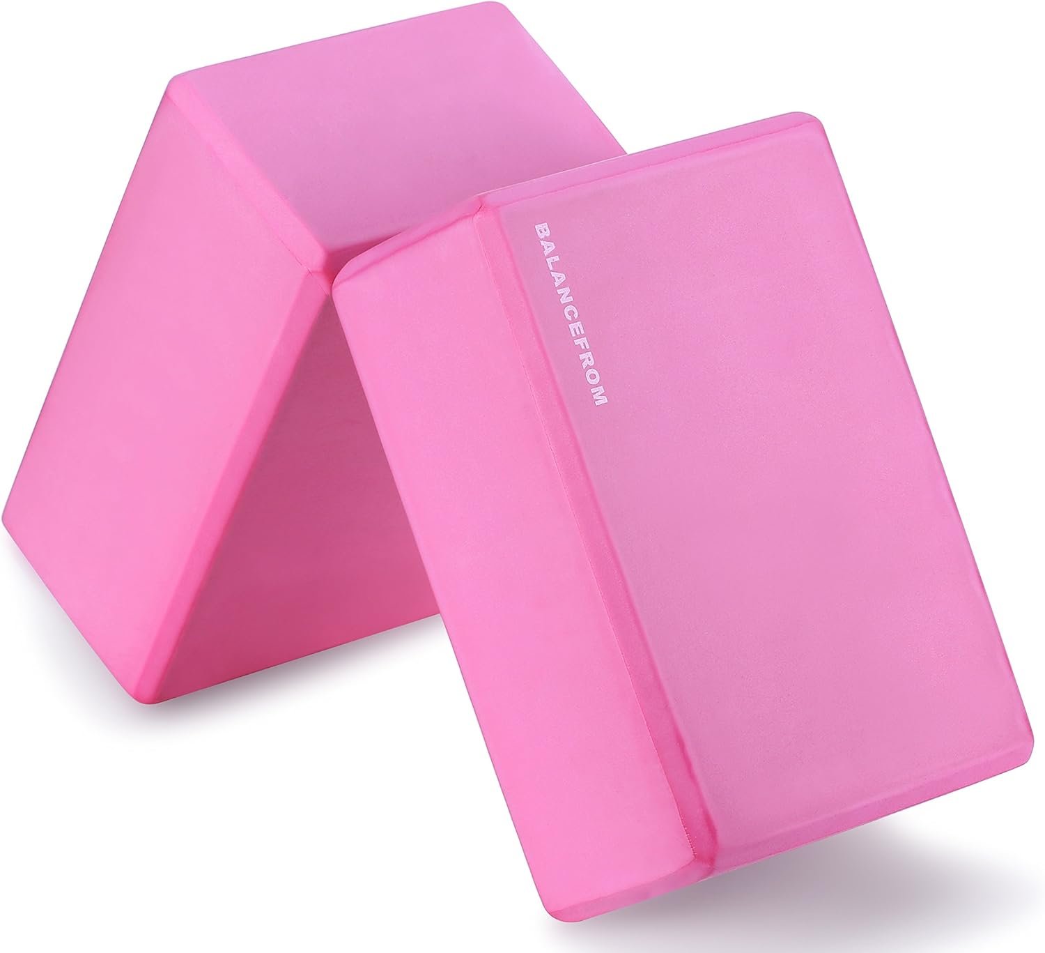 Fitvids Set of 2 High Density Yoga Blocks, 9″x6″x4″ Each, Pair (Pink)
