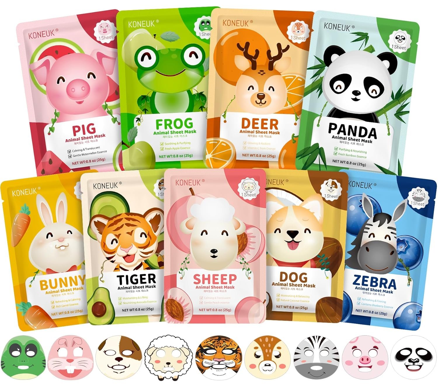 9 Pack Animal Face Masks Skincare for Kids, Bulk Sheet Hydrating Face Mask for Kids Skin Care, Collagen Face Mask for Teens Women, Easter Basket Stuffers, Spa Party Gifts for Teen Girls