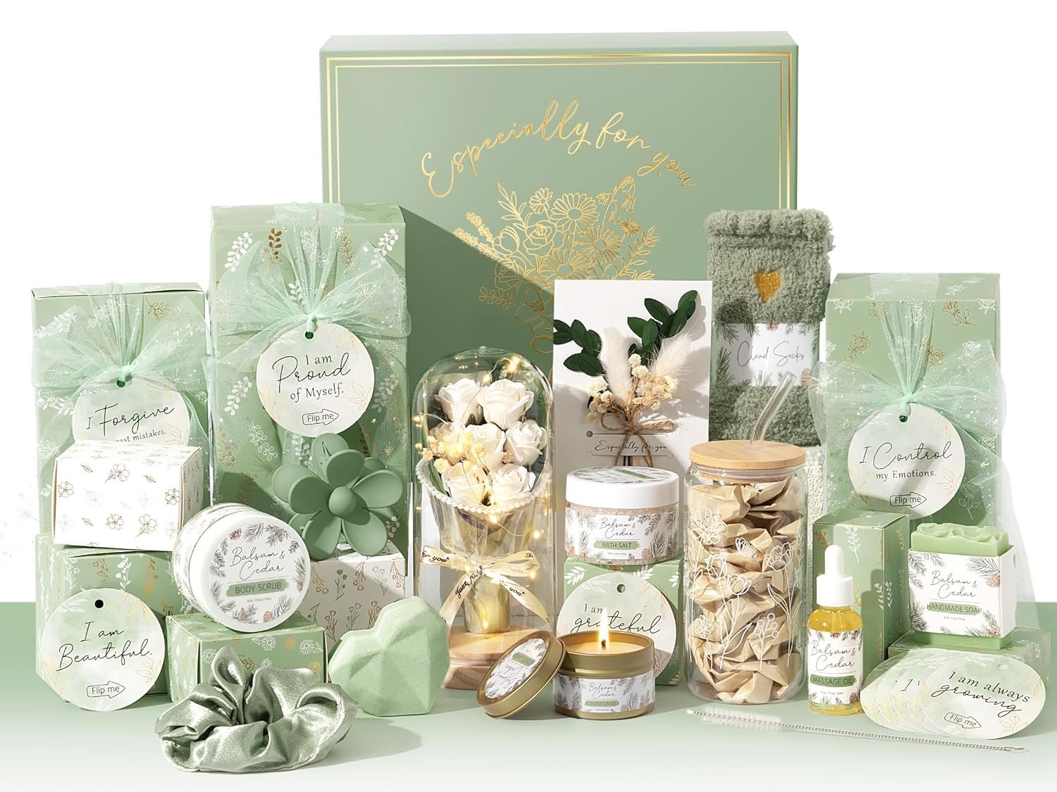 SPA Gift Basket for Women – 10 Pcs Self Care Kit with Preserved Rose & Affirmation Cards, Easter Basket Stuffers for Teen Girl Gift Trendy Stuff, Birthday Mother’s Day Get Well Gift for Mom Her Friend